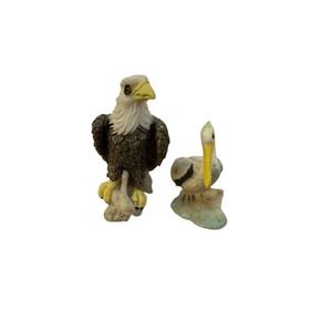 Young's Inc. Eagle Ceramic Figurine & plastic painted pelican